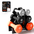 Neoprene Coated Dumbbell Set with Stand, Colour Gray, Black and Orange All Purpose Hand Weight Anti-Slip Hex Shape Dumbbell. 20 lbs