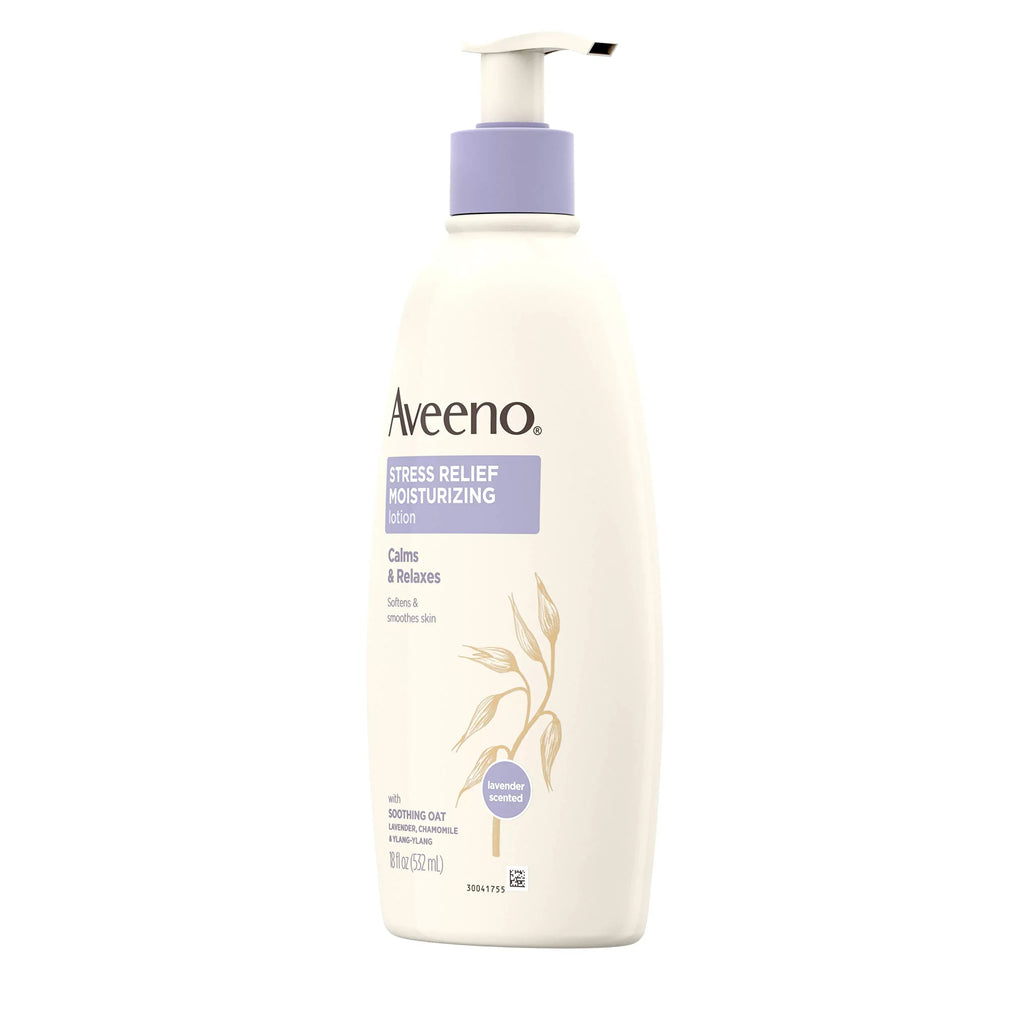 Oz. Aveeno Stress Relief Moisturizing Body Lotion With Lavender, Natural Oatmeal And Chamomile & Ylang-Ylang Essential Oils To Calm & Relax, 18 Fl