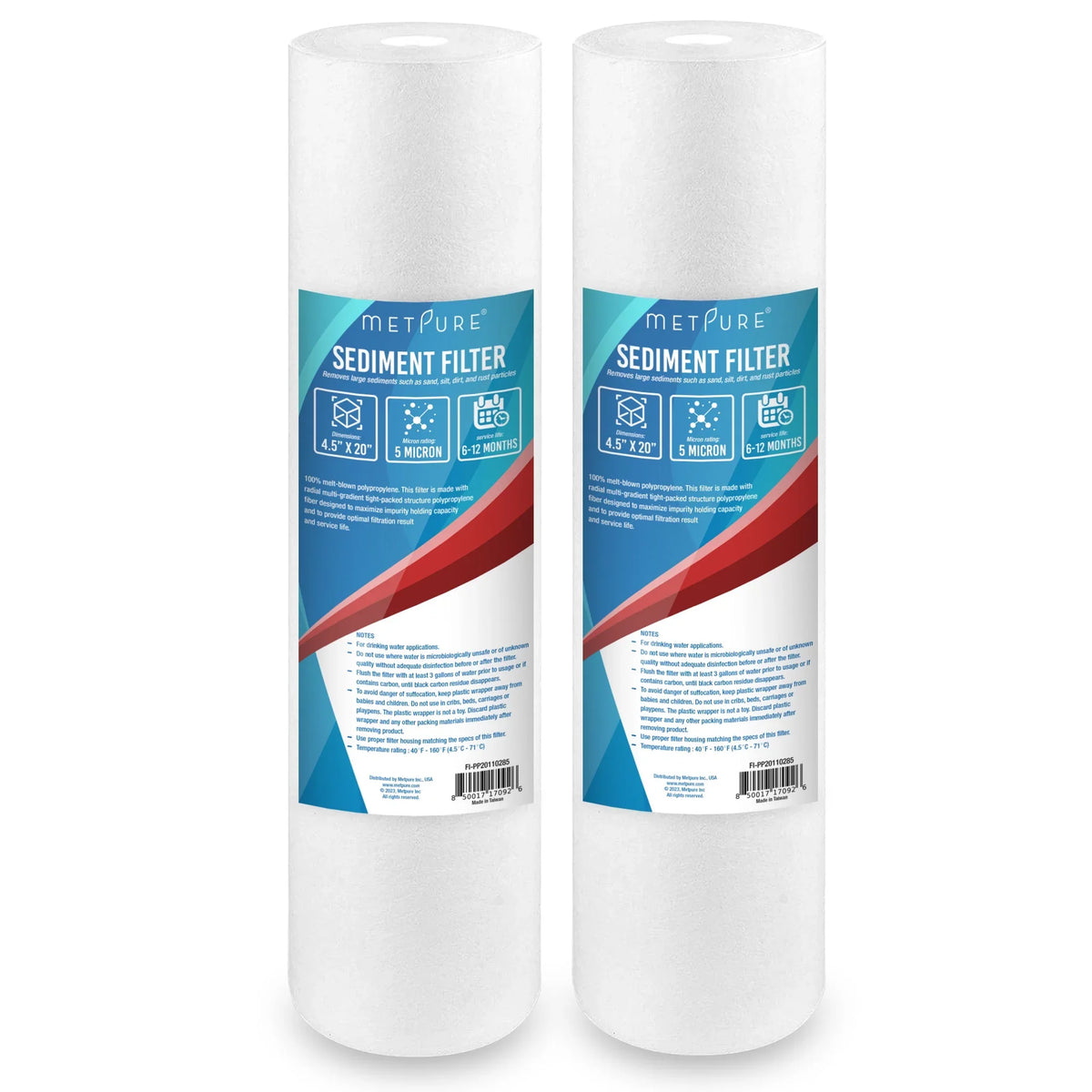 2 Pack. suitable with Hydronix, Pentek DGD Series, and more. 20" x 4.5" Whole House Sediment liquid Filter Cartridge - 5 Micron Melt-Blown Polypropylene 20-inch aqua Filter Replacement