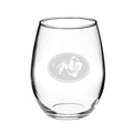 Deep Etched Stemless Wine Glass. Jaguar 21 oz