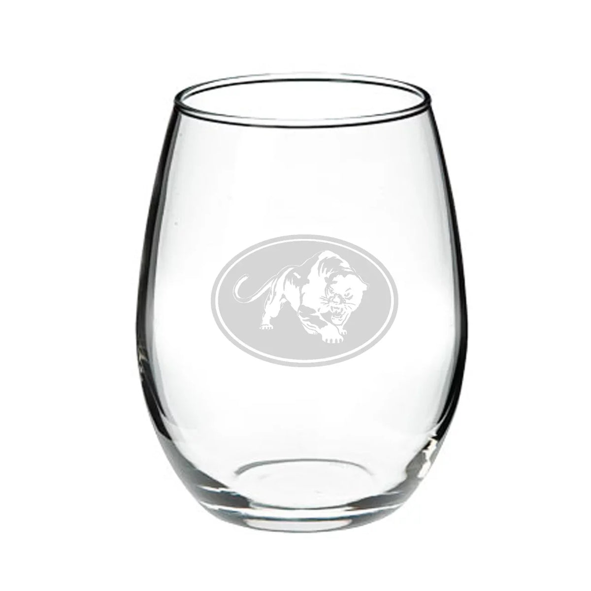 Deep Etched Stemless Wine Glass. Jaguar 21 oz