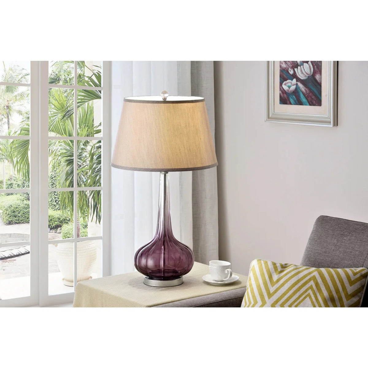 Ore Furniture K-5709 Mulberry Glass Table Lamp, 30 in.
