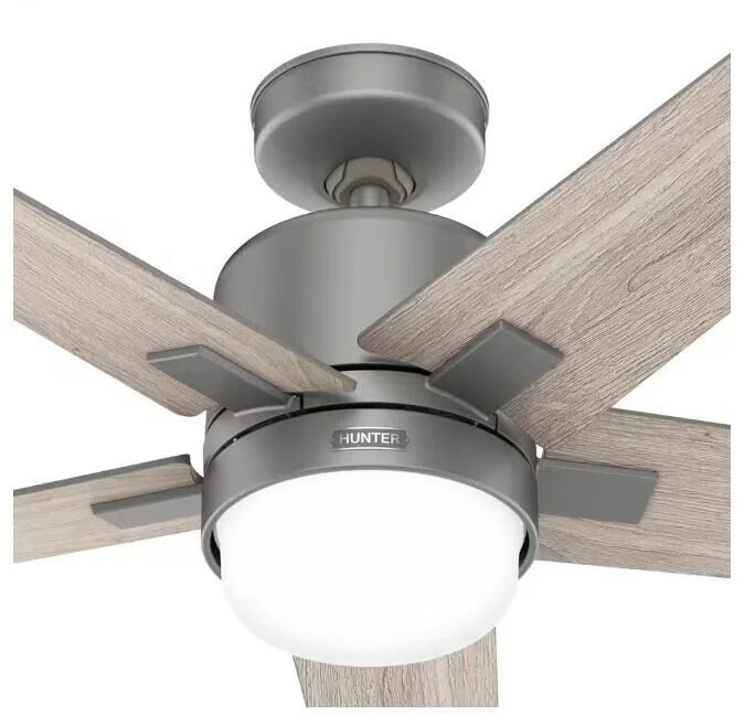 Indoor Matte Silver Smart Ceiling Fan with Remote and Light Kit. Codec 60 in