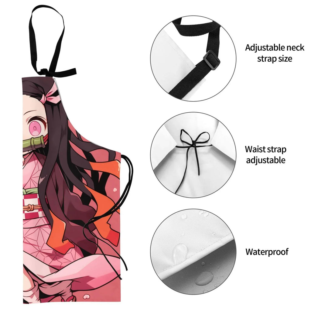 Demon Slayer Nezuko Kamado Waterproof Apron Home Decor For Kitchen/Cooking/Gardening/Painting/BBQ/Baking/Chef/Craftsman