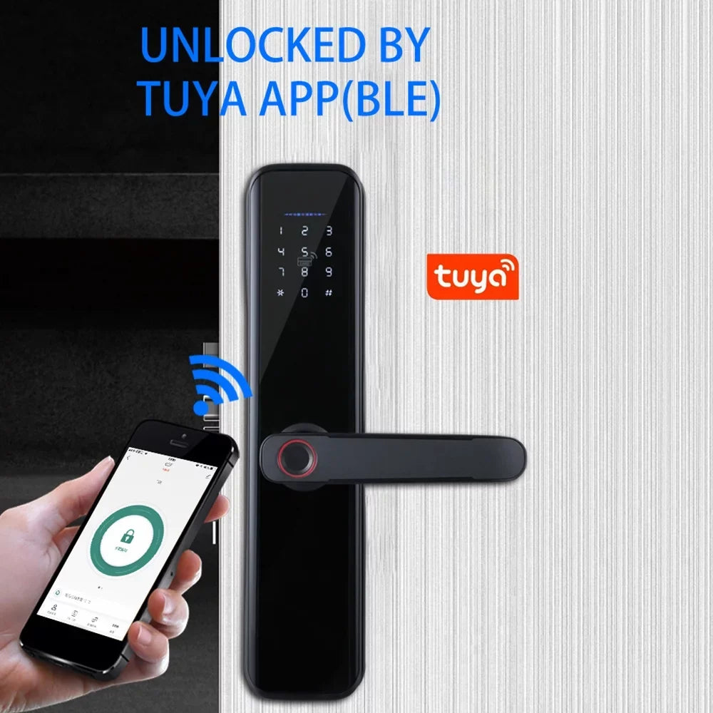 Carevas Smart Lock Fingerprint Lock Door Lock Keypad Door Lock with Handle Fingerprint Electronic Deadbolt Door Lock Smart Door Lock appropriate with APP