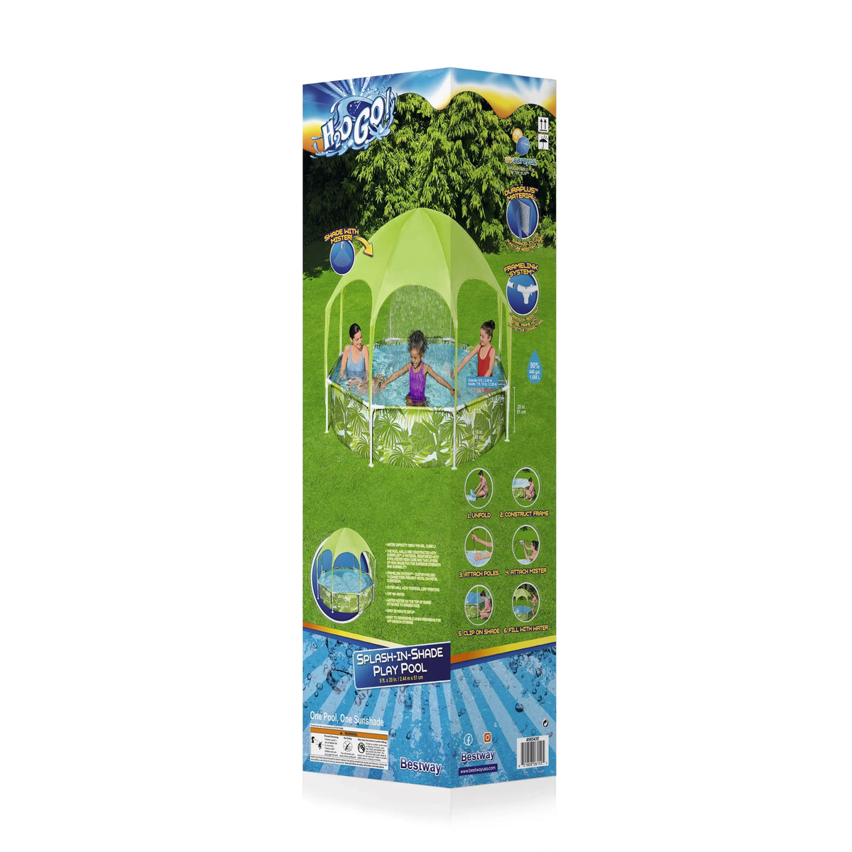 Round Above Ground Pool Set With Pool Shade. x 20 in. H2OGO 8 ft