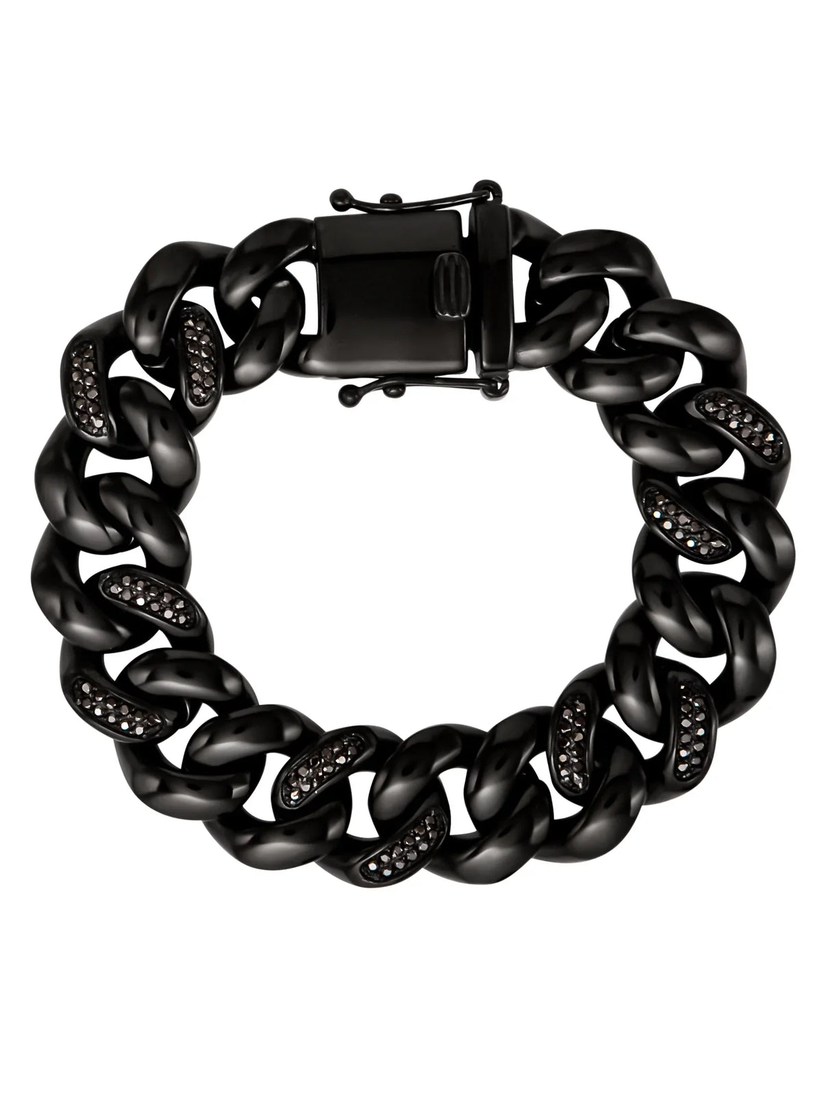 Shaquille O'Neal Men's Simulated Diamond Black IP Plated Stainless Steel Curb Bracelet