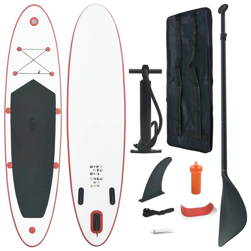 Andoer parcel,Inflatable Red And Set Inflatable Red Paddle Set And White Set Paddle With Aluminum Oar Paddle With Paddle Leash Waterproof - Hand Pump Leash Oar Fin Hand - 153.5" X