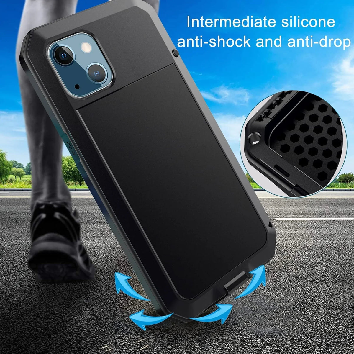 Gorilla Glass Aluminum Metal iPhone 14 Pro Max Case (Silver) Heavy Duty Military Grade Shockproof and Scratch impervious Protection, Rugged Outdoor Travel
