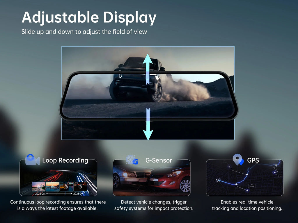 Pelsee 10" 2.5K Mirror Dash Cam, Rear View Mirror Camera with Smart Driving Assistant w/ADAS and BSD for Cars&Trucks, 24H Parking Monitor Mode, Night Vision, Voice Control, Free 32GB Card include