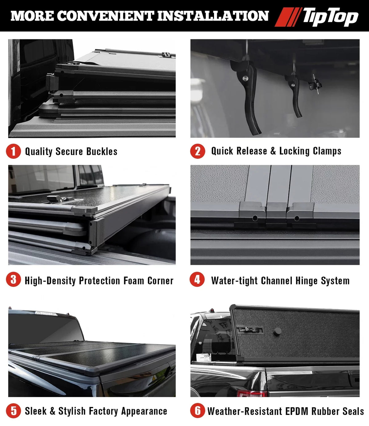 TIPTOP Tri-Fold Hard Tonneau shield Truck Bed FRP On Top For 2017-2023 Nissan Titan 5.5ft Bed (67") w/o Titan Box | TPM3 |For Models With or Without The Deck Rail System|