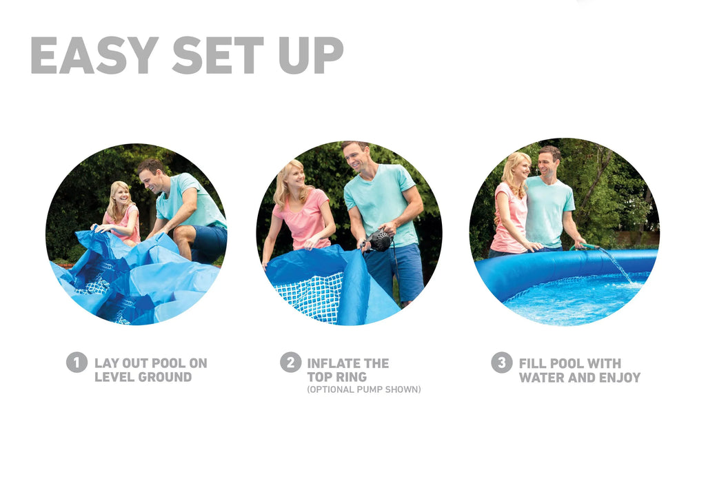 Intex 48in x 18ft Inflatable Round Metal Frame Above Ground Pool with Ladder, Pump & protector