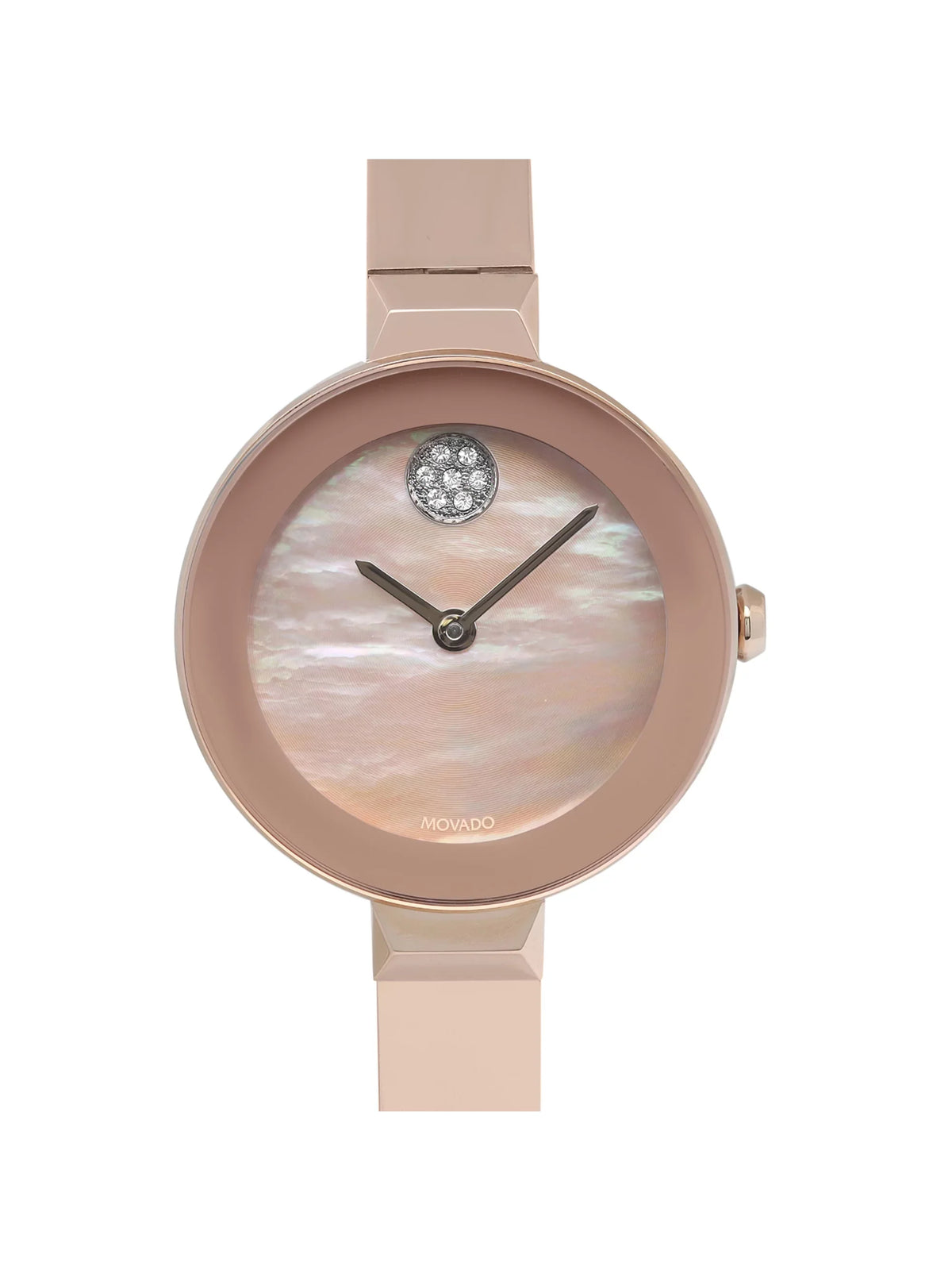 Movado Bold 28mm Rose Gold Tone Steel MOP Dial Quartz Ladies Watch 3600628