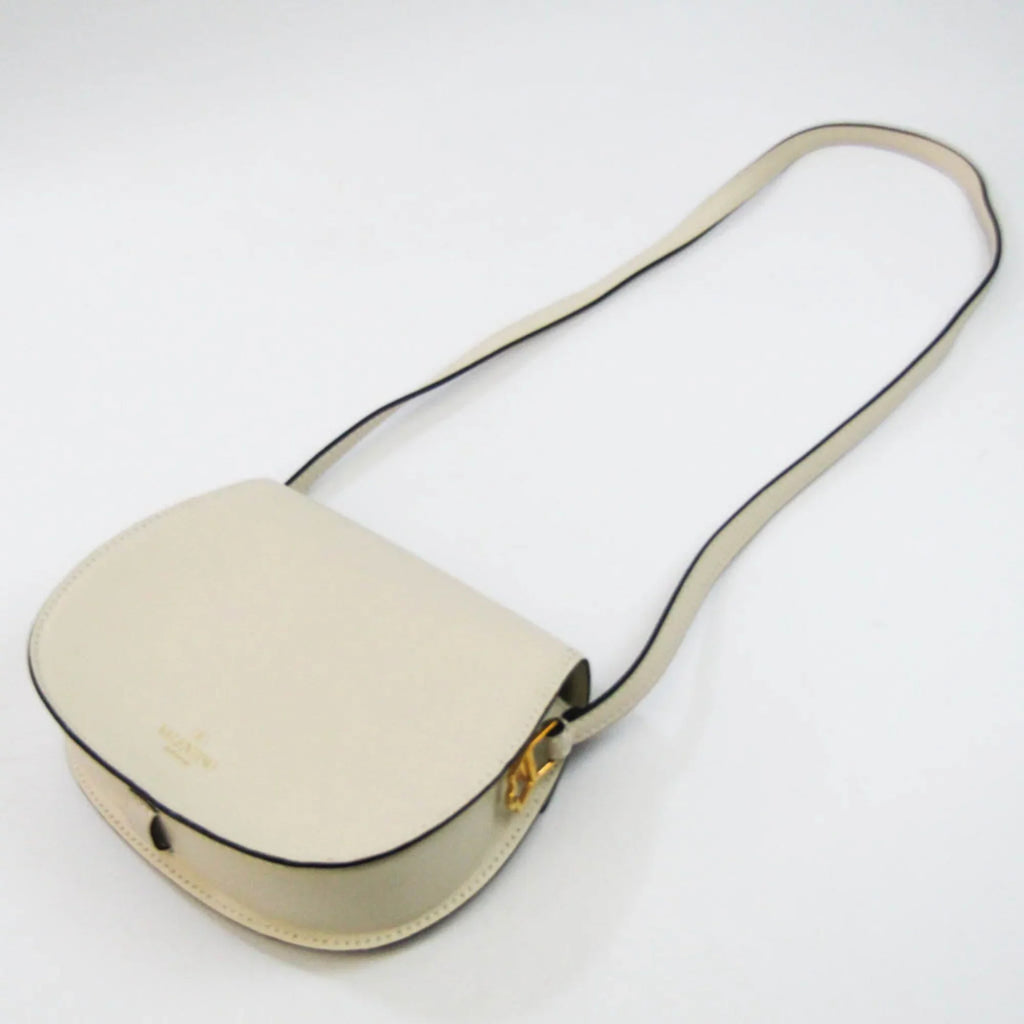 Pre-Owned Valentino Garavani Women,Men Leather Shoulder Bag Light Beige (Good)
