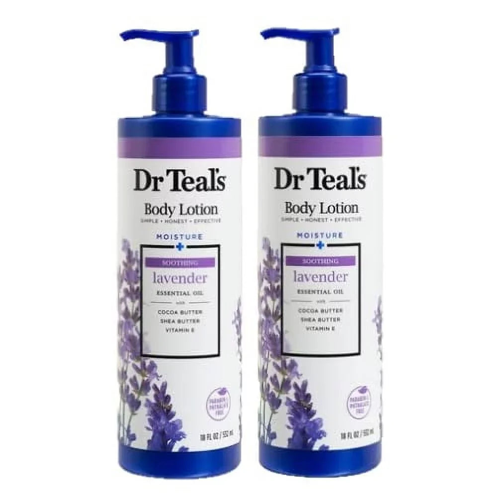 Teal's Body Lotion - Moisture Plus - Soothing Lavender Essential Oil, 36 Fl Oz (Two 18 Fl Oz Bottles). Dr