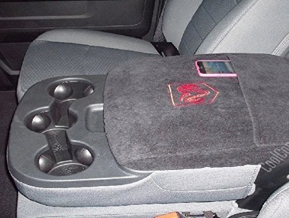 Seat Armour Custom Fit Officially Licensed Center Console shield with Ram Embroidered Logo for Select Ram Models - Black