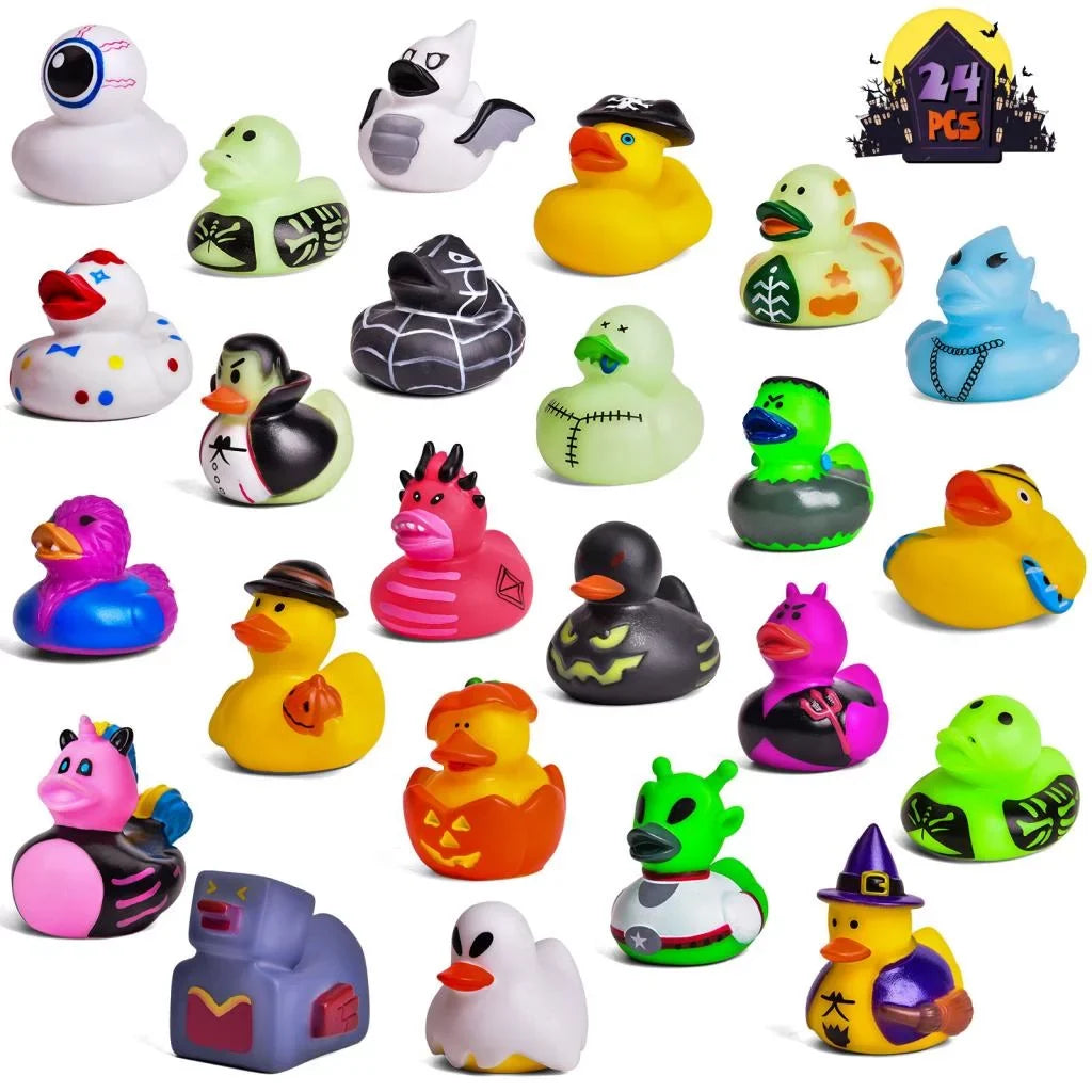 Fun Little Toys 24 Pcs Halloween Rubber Ducks,Rubber Ducks Bath Toys for Baby Showers,Halloween Decor Trick or Treat,Halloween Party Favors