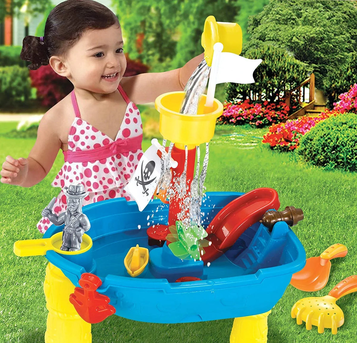 Beach Toy Pirate Ship Sandboxes 21 Pcs Sand moisture Table for Boys Girls Toddlers + 3 Y Mundo Toys