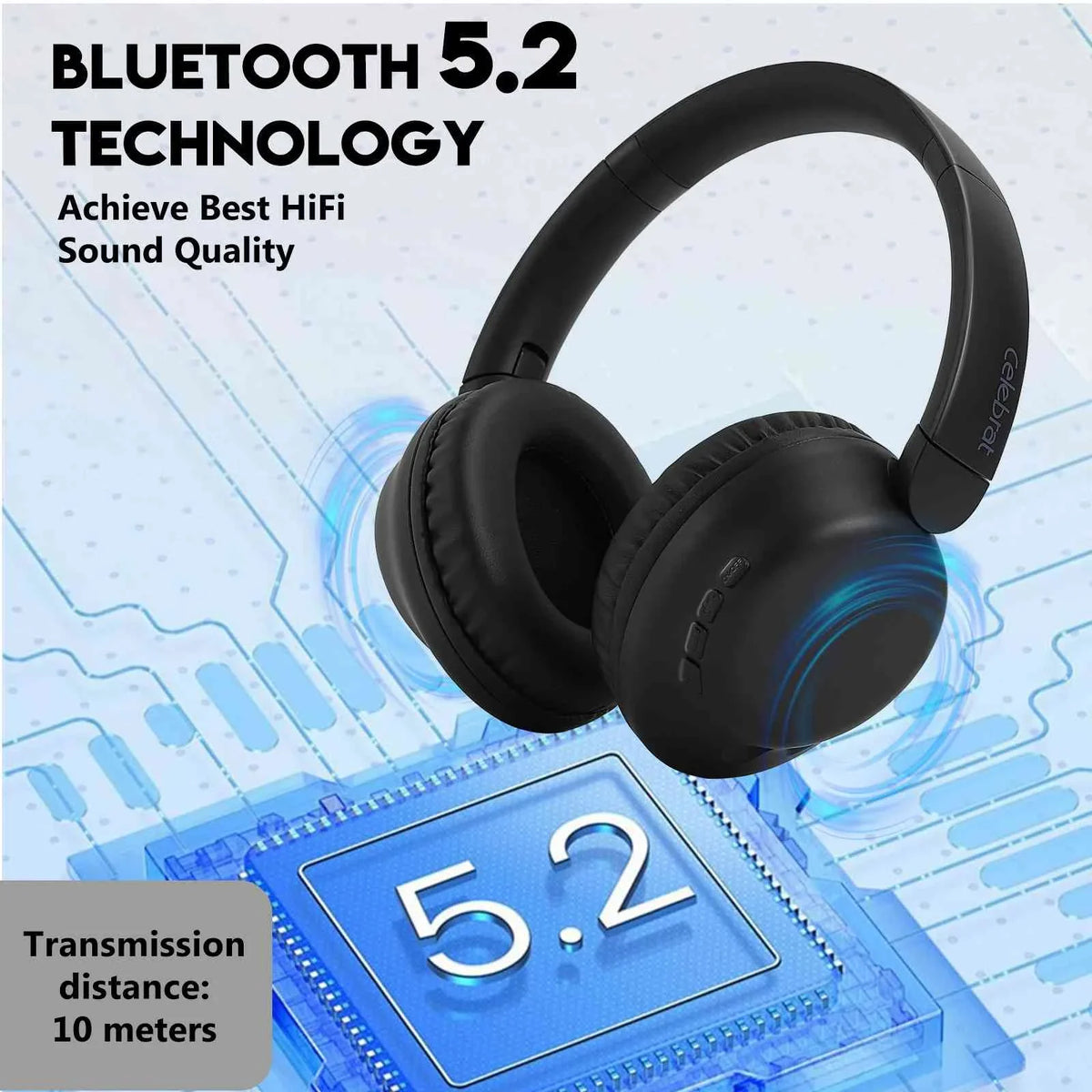 UrbanX UX991 Wireless Bluetooth Stereo Earphones High Resolution Audio Deep Bass Superior Comfort Over The Ear Headphones with Mic for HTC Desire 20+ phone Call Support