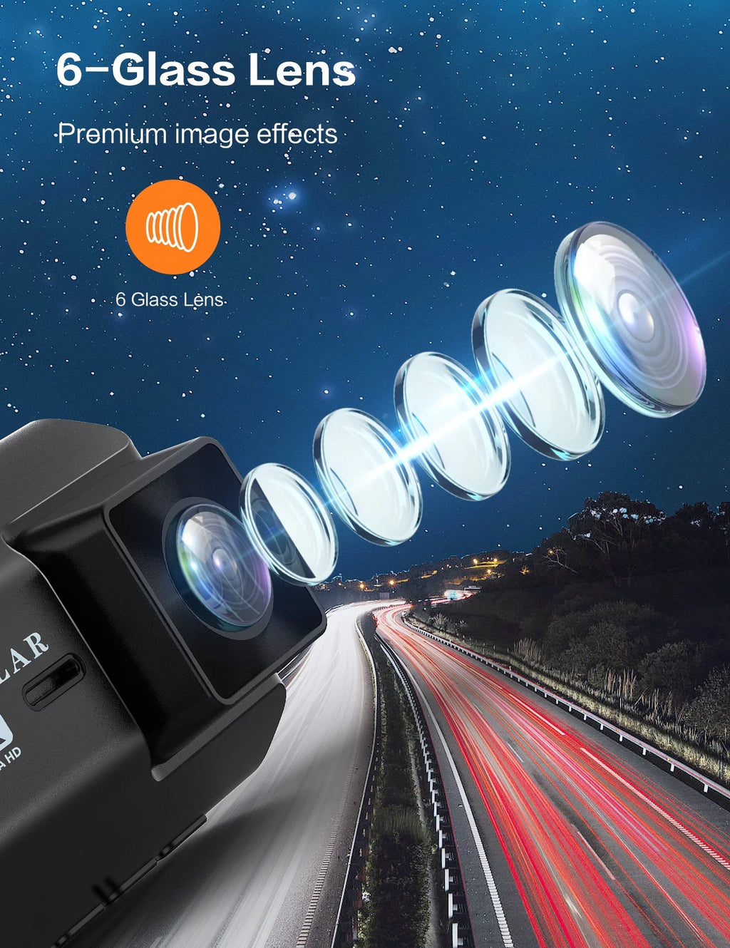 Ricilar Front 4K Rear 2K Full Hd Car Dash Camera with Built in Wifi, Gps, Ultra Hd 2" Ips Screen, 170° and 140° Wide Angle Camera, Wdr, Night Vision, Gravity Sensor, 24 Hour Parking Mode