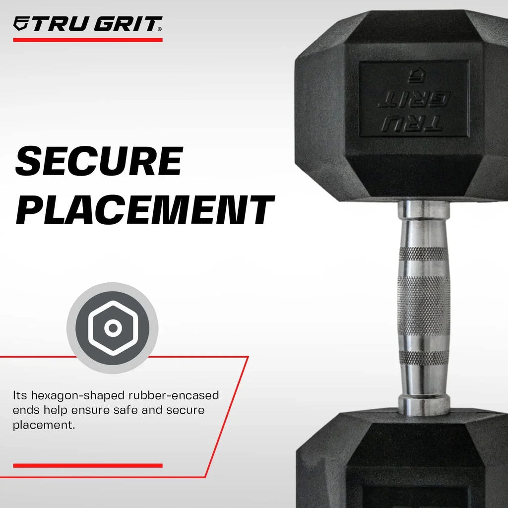 Fitness Hex TPR Dumbbells - Rubber Dumbbells Designed With Chrome-Plated Steel Handles, TPU Heads, And Hexagon-Shaped Rubber-Encased Ends