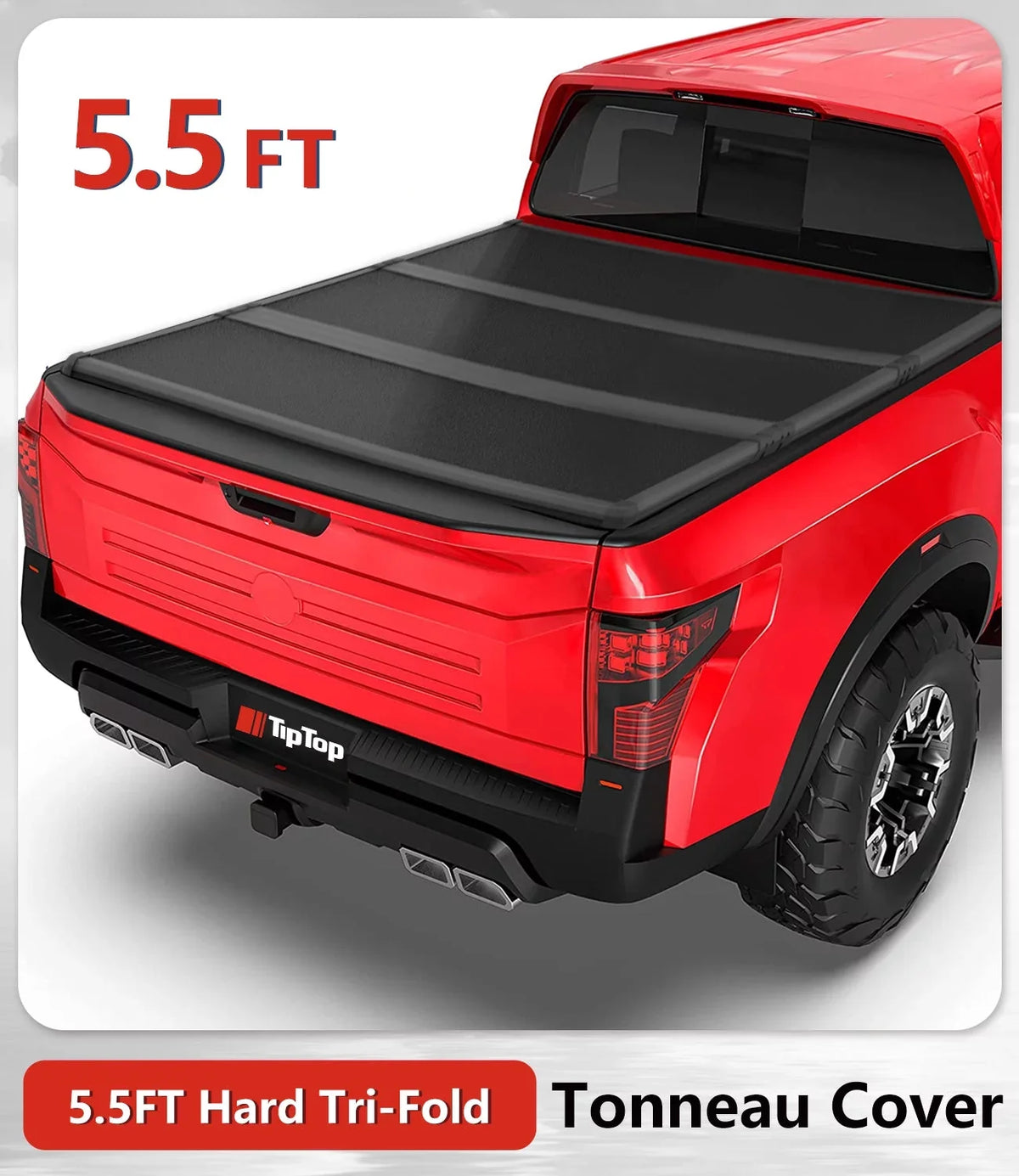 TIPTOP Tri-Fold Hard Tonneau shield Truck Bed FRP On Top For 2017-2023 Nissan Titan 5.5ft Bed (67") w/o Titan Box | TPM3 |For Models With or Without The Deck Rail System|