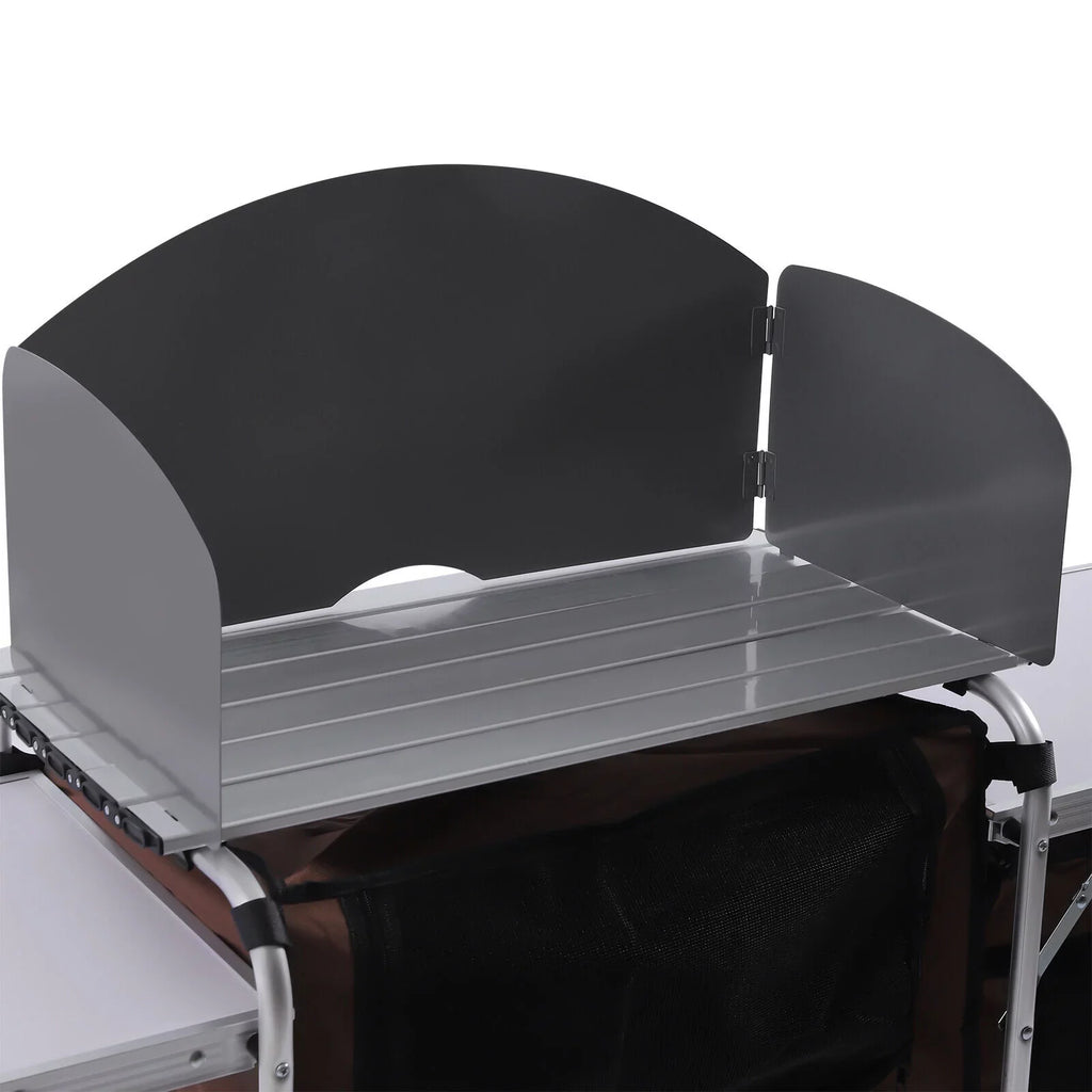 MONIPA Camping Kitchen Table Storage Cabinet Folding BBQ Grill Table Cupboard Shelf