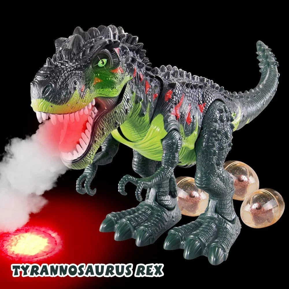 WESPREX Electronic Walking T-Rex: Flame Spray, moisture Mist, Laying Eggs, Light Up Eyes, Roaring Sound, Realistic Toy for Kids 3+ Eletronic Walking T-Rex
