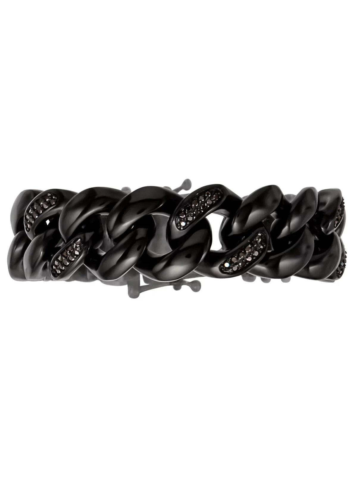 Shaquille O'Neal Men's Simulated Diamond Black IP Plated Stainless Steel Curb Bracelet