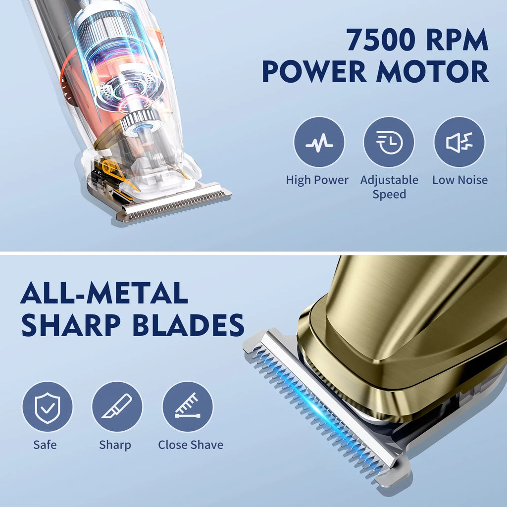 Hair Clippers, 5 IN 1 Cordless Electric Nose Ear Beard Trimmer Facial Body Shaver, Rechargeable Men's Haircut & Grooming Kit with LED Display for Father Husband Boyfriend