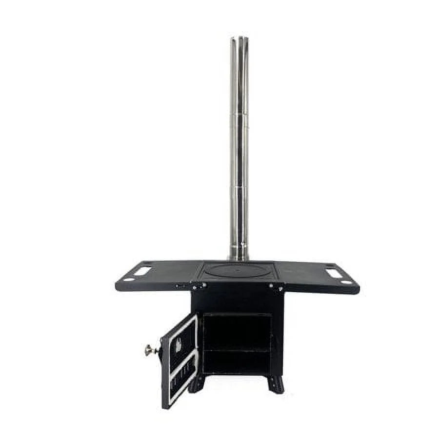 ECUTEE Portable Outdoor Wood Stove with Chimney Pipe, Cooking Heating Tool for Camping & Wild Survival