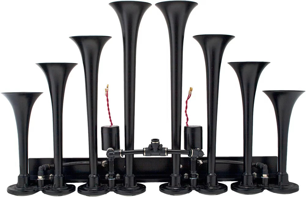Complete Onboard System- 200psi Air Compressor, 3 Gallon Aluminum Tank, 8 Trumpets.Super Loud dB.Fits Vehicles like Pickup/Jeep VXO4830AB/8124XB. Vixen Horns OCTOPOD Train Horn Kit for Trucks/Car/Semi
