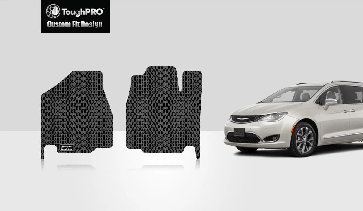ToughPRO - Two Front Mats appropriate with CHRYSLER Pacifica - All climate Heavy Duty (Made in USA) - Black Rubber - 2019