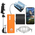 Carevas 1080P Underwater Fishing Camera with APP Control Fishing Live Video Camera Fish Finder with 50M Cable Mobile Phone Holder Bait Cage Carry Case for Ice Lake Sea vessel Kayak Fishing