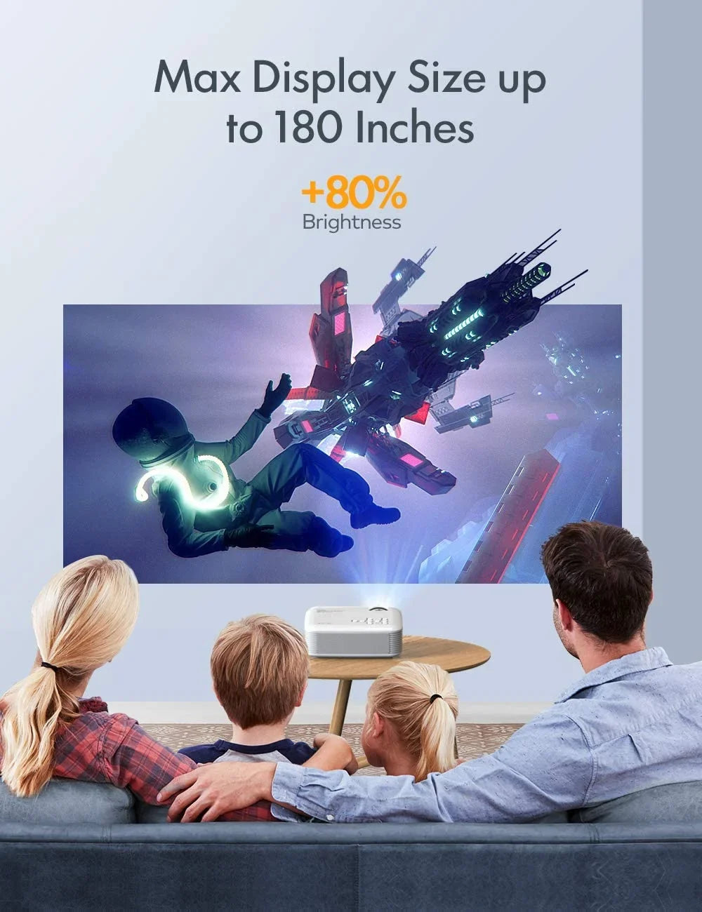 Apeman Mini Projector 1080P Supported,4500Lumens,180" Display,30,000Hrs LCD4.0, suitable with Laptop/Smartphone