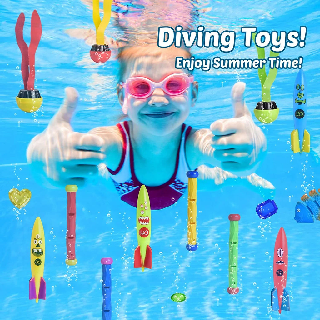 Fun Little Toys 34PCS Swimming Pool for Kids liquid Toys for Backyard, Diving Toys for Kids Pool Toys