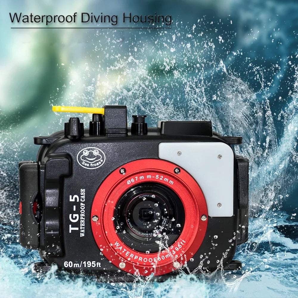 Sea frogs Camera Waterproof Housing Diving Case Protective Shell Underwater 60m/195ft Replacement for Olympus TG-5 Camera