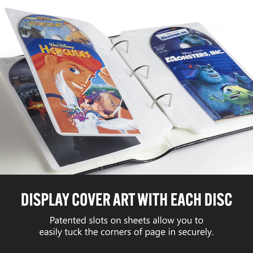 Bellagio-Italia Insert Sheets for CD/DVD Storage Binder - Holds DVDs, CDs, Blu-Rays & Video Games - Acid-Free Binder Organizer Sheets - 48 Sheets - 6 Pack